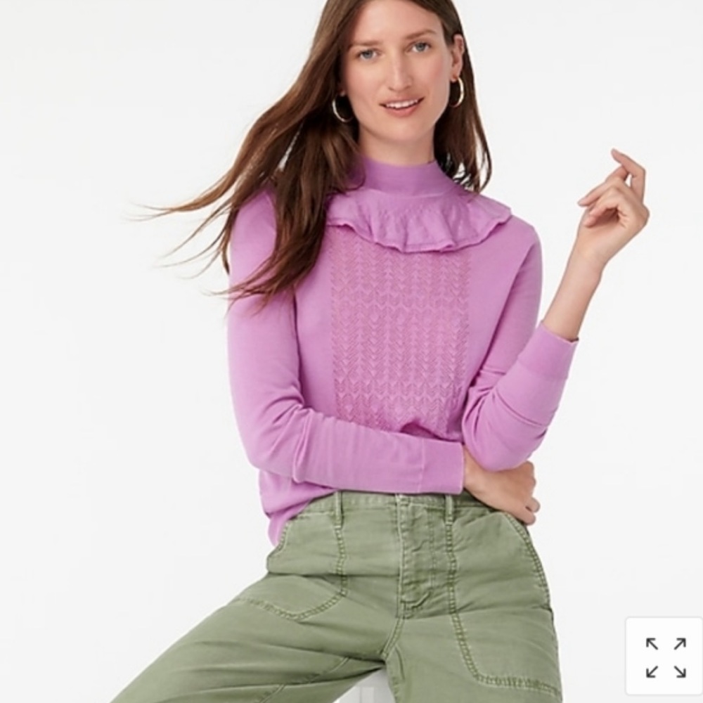 J Crew Ruffle mockneck sweater